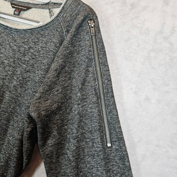 Rock & Republic Gray Sweatshirt With Zipper Sleeve Detail Womens XL Cotton Blend - Picture 3 of 12